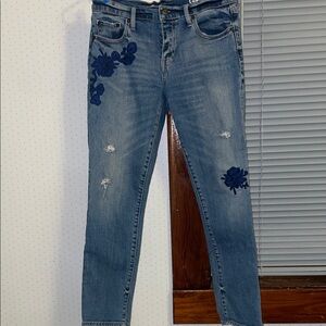 GAP Women's Blue Embroidered Skinny Jeans